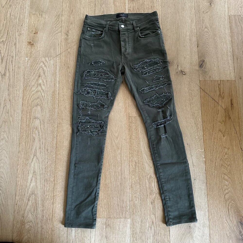Amiri Thrasher Distressed Jeans in Gray